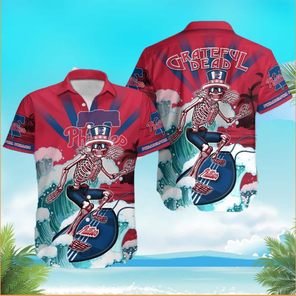 MLB Philadelphia Phillies Grateful Dead Hawaiian Shirt Gift For Beach Lovers