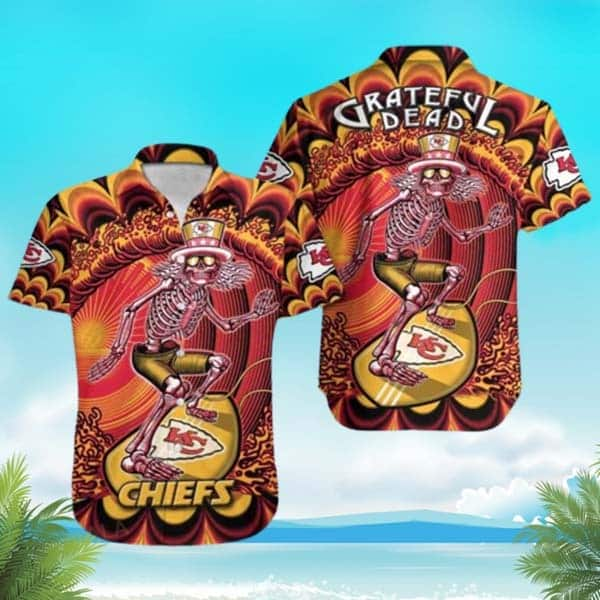 Grateful Dead Surfing Hawaiian Shirt NFL Football Kansas City Chiefs