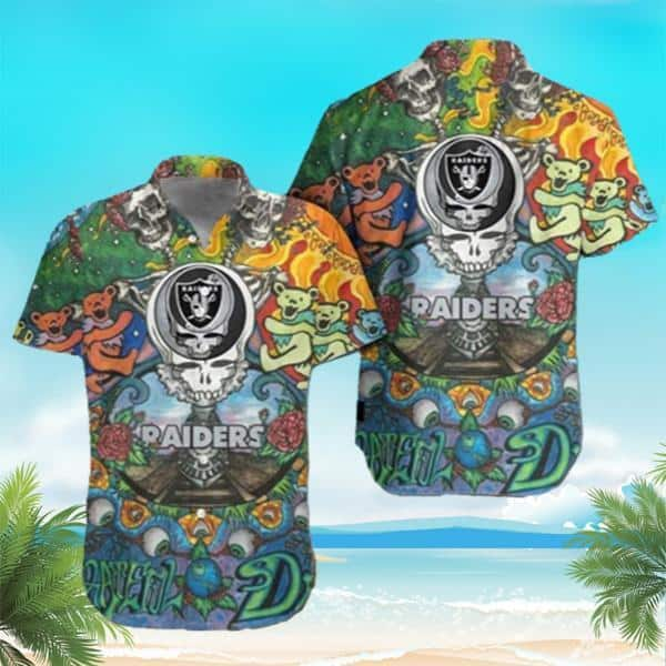 Las Vegas Raiders Grateful Dead Hawaiian Shirt Gift For Beach Trip