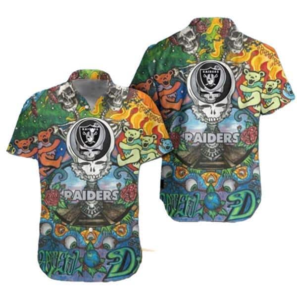 Las Vegas Raiders Grateful Dead Hawaiian Shirt Gift For Beach Trip Las Vegas Raiders Grateful Dead Hawaiian Shirt Gift For Beach Trip