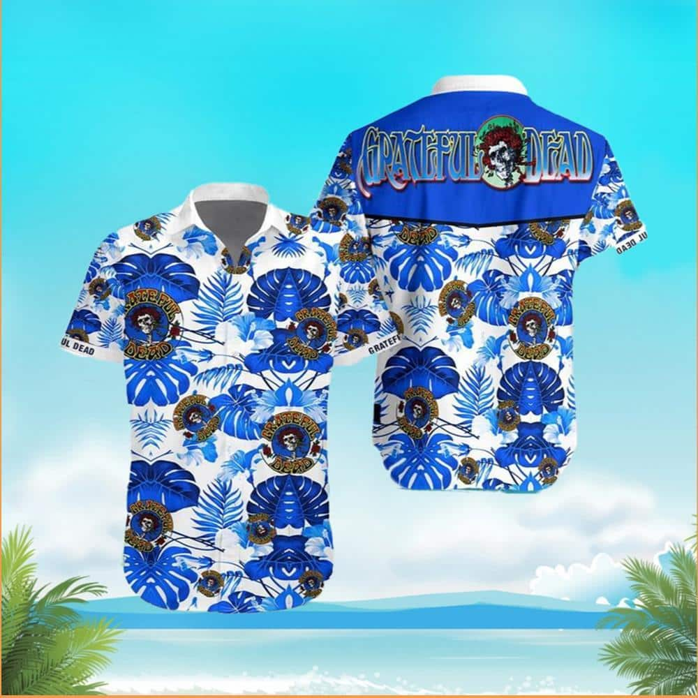 Grateful Dead Hawaiian Shirt Tropical Palm Leaves Beach Gift For Friend