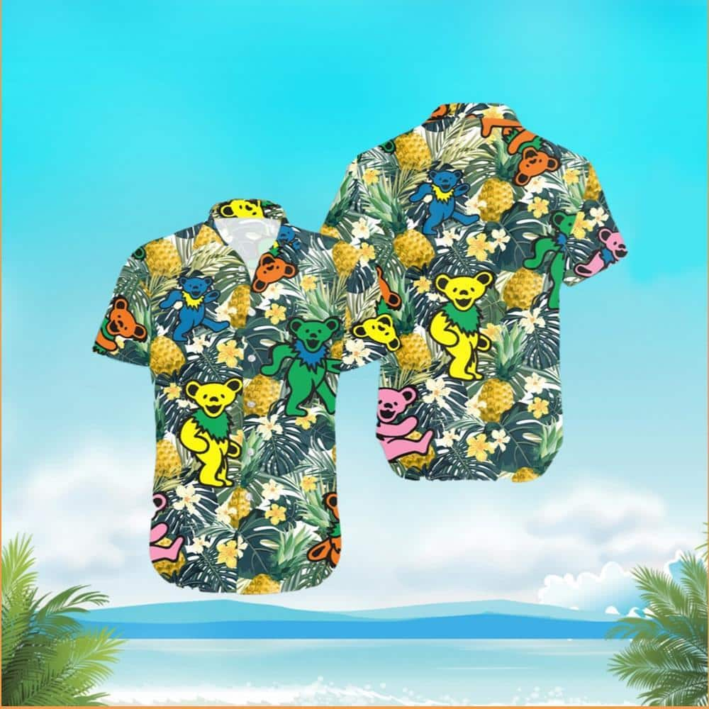 Dancing Bears Pineapple Tropical Forest Grateful Dead Hawaiian Shirt