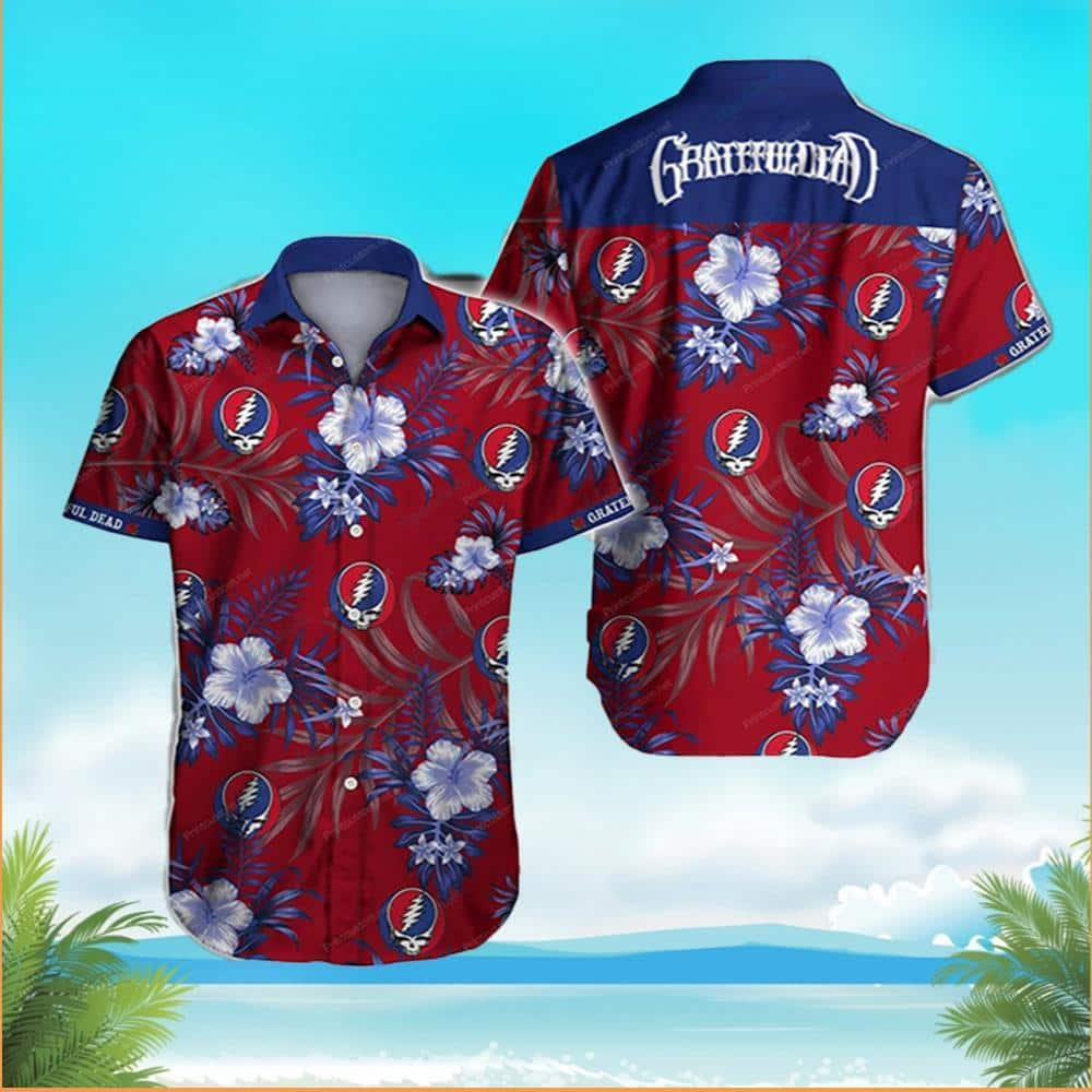 Grateful Dead Hawaiian Shirt Tropical Flower Pattern Beach Gift For Him