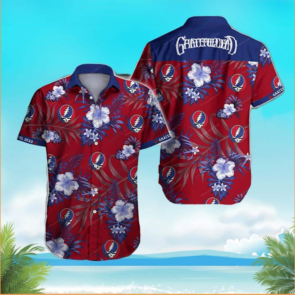 Grateful Dead Hawaiian Shirt Tropical Flower Pattern Beach Gift For Him Grateful Dead Hawaiian Shirt Tropical Flower Pattern Beach Gift For Him