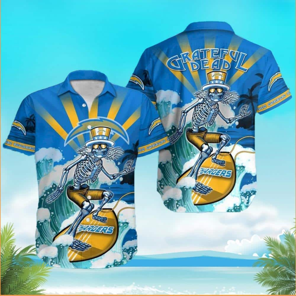 NFL Los Angeles Chargers Grateful Dead Hawaiian Shirt Gift For Beach Vacation