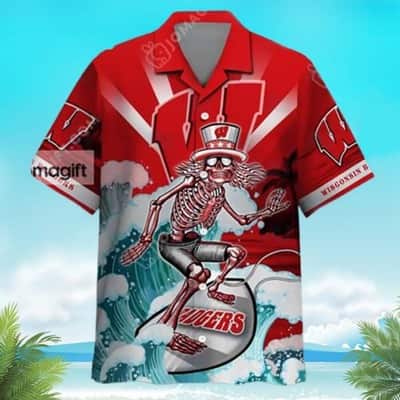Wisconsin Badgers Grateful Dead Hawaiian Shirt Practical Beach Gift For Him