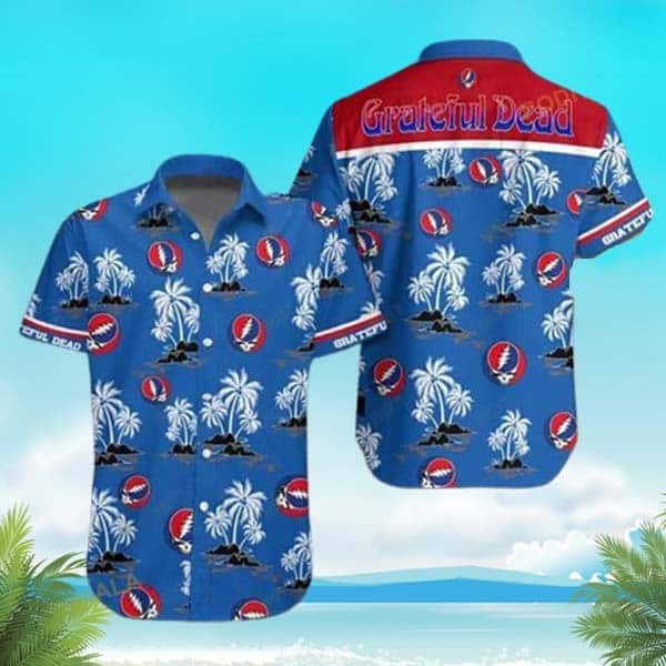 Rock Band Grateful Dead Hawaiian Shirt Palm Trees Pattern Beach Gift For Friend Rock Band Grateful Dead Hawaiian Shirt Palm Trees Pattern Beach Gift For Friend