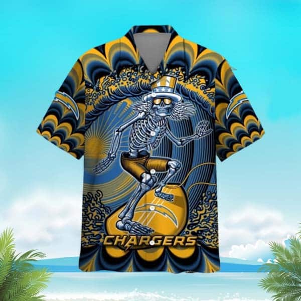 NFL Los Angeles Chargers Grateful Dead Hawaiian Shirt Beach Gift For Him NFL Los Angeles Chargers Grateful Dead Hawaiian Shirt Beach Gift For Him