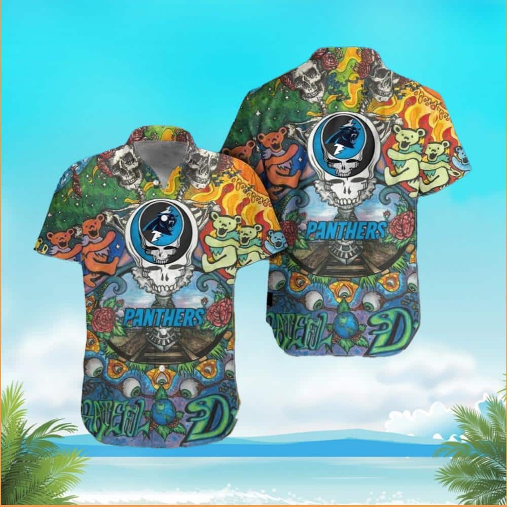 Carolina Panthers Grateful Dead Hawaiian Shirt Gift For Beach Trip Carolina Panthers Grateful Dead Hawaiian Shirt Gift For Beach Trip