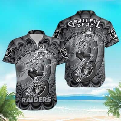 Las Vegas Raiders Grateful Dead Hawaiian Shirt Beach Gift For Friend