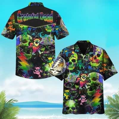 Skull Multicolor Grateful Dead Hawaiian Shirt Beach Gift For Friend