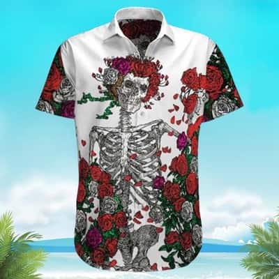 Rose Skull Grateful Dead Hawaiian Shirt Gift For Beach Holiday
