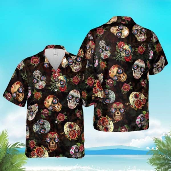 Vintage Skull Floral Grateful Dead Hawaiian Shirt Beach Gift For Friend Vintage Skull Floral Grateful Dead Hawaiian Shirt Beach Gift For Friend