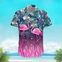 Floral Aloha Flamingo Hawaiian Shirt Palm Leaves Pattern Beach Gift For Him
