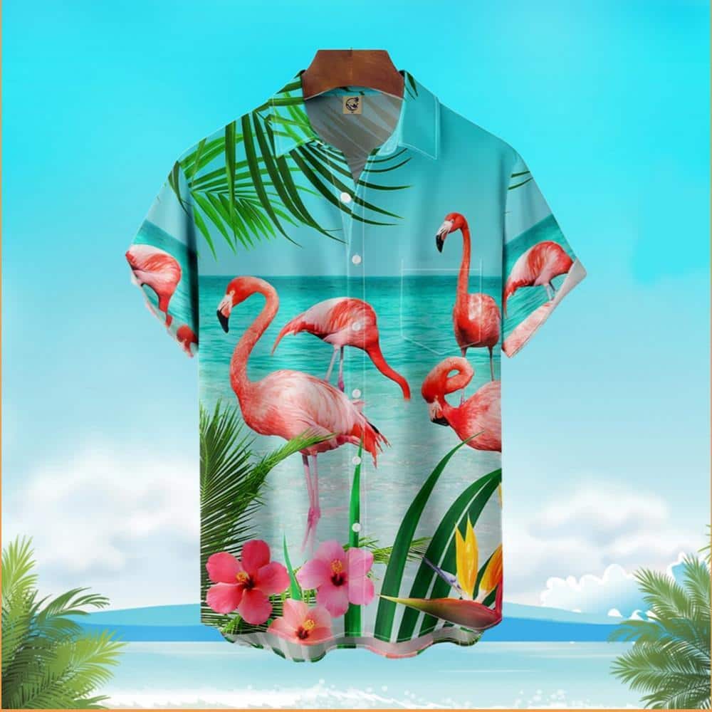 Tropical Aloha Flamingo Hawaiian Shirt Summer Vacation Gift