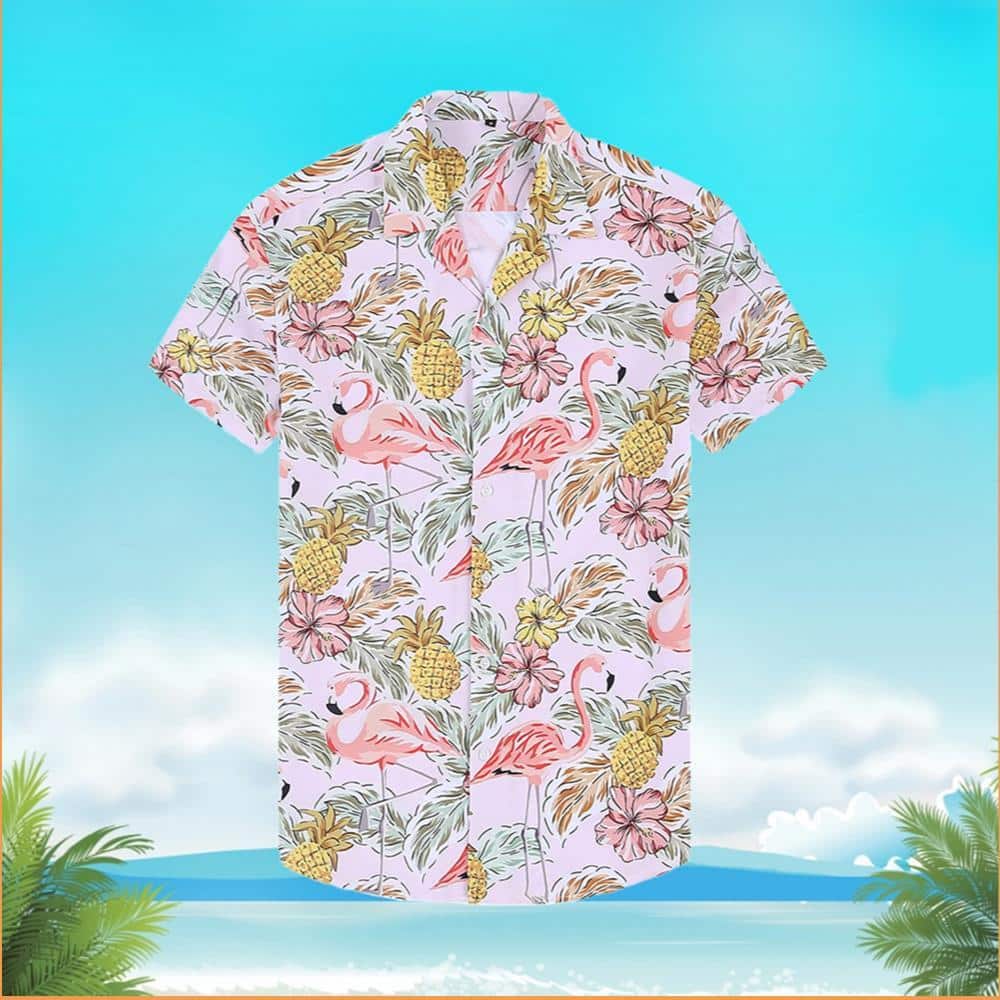 Beach Aloha Flamingo Hawaiian Shirt Pineapple Pattern Gift For Beach Holiday Beach Aloha Flamingo Hawaiian Shirt Pineapple Pattern Gift For Beach Holiday