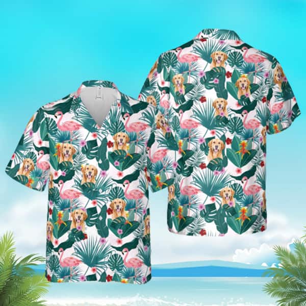 Flamingo With Pet Face Hawaiian Shirt Gift For Beach Vacation