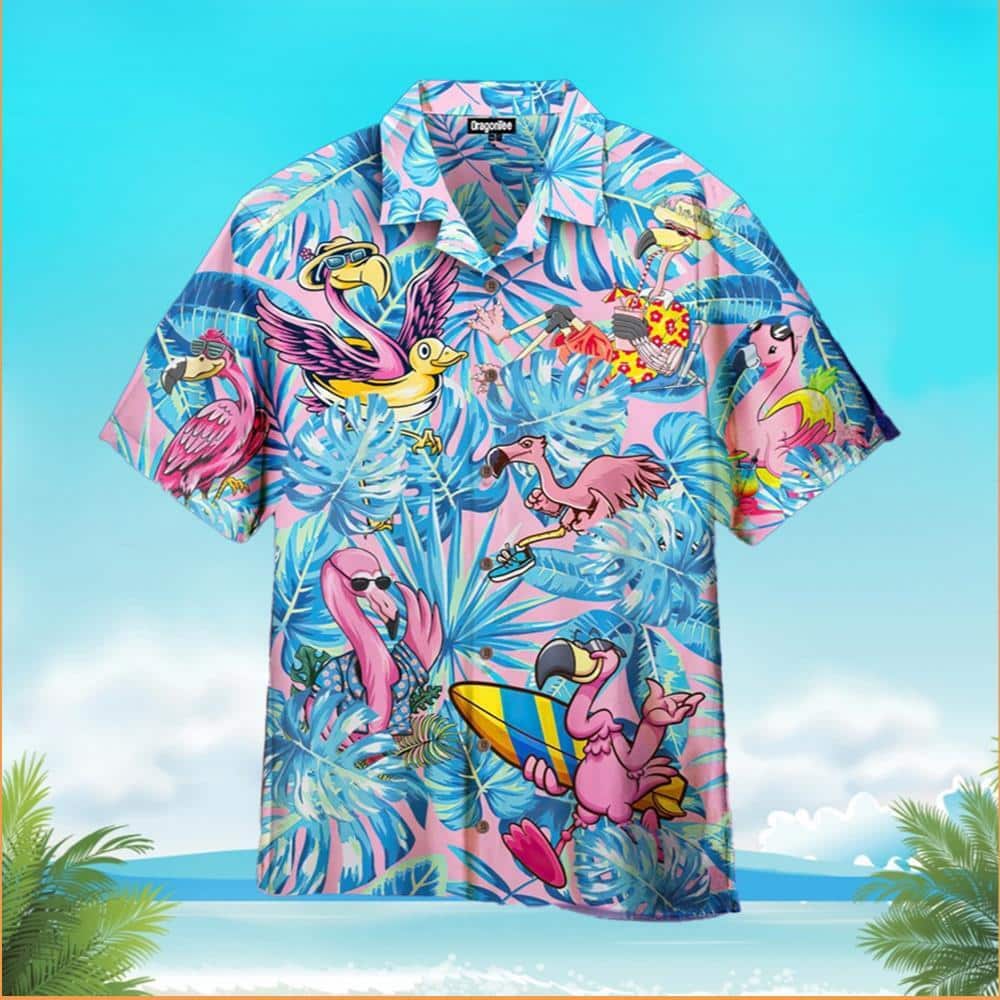 Funny Aloha Flamingo Hawaiian Shirt Beach Gift For Friend