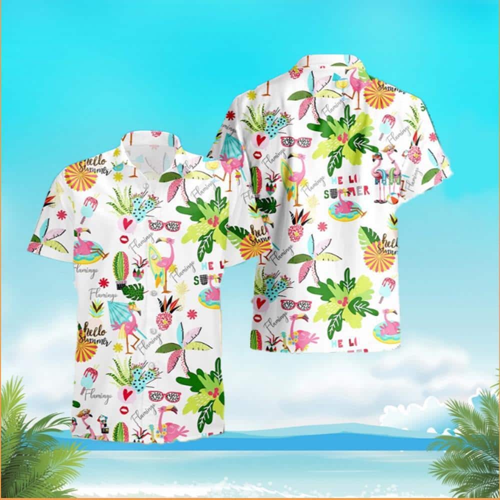 Summer Aloha Flamingo Hawaiian Shirt Beach Vacation Gift