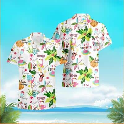 Summer Aloha Flamingo Hawaiian Shirt Beach Vacation Gift