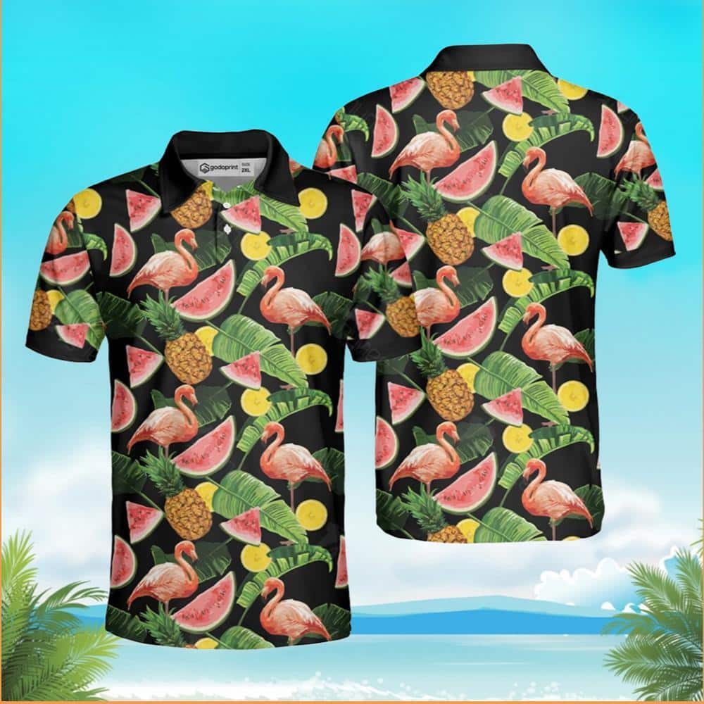 Flamingo Hawaiian Shirt Tropical Fruit Beach Gift For Friend