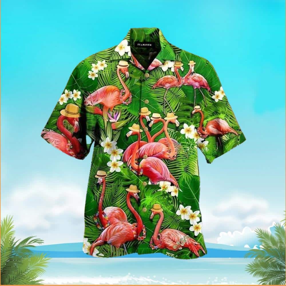 Tropical Aloha Flamingo Hawaiian Shirt Gift For Beach Vacation