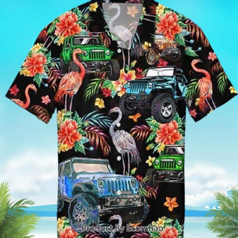 Jeep And Flamingo Hawaiian Shirt Birthday Gift For Beach Lovers