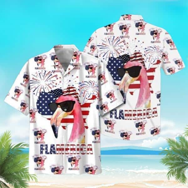 American Flag Flamingo Hawaiian Shirt Beach Gift For Friend