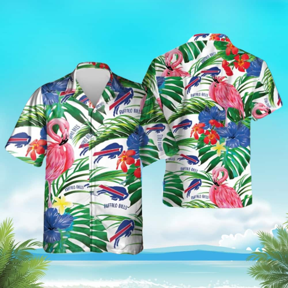 Tropical Aloha Buffalo Bills Flamingo Hawaiian Shirt Palm Leaves Pattern Gift For Beach Trip