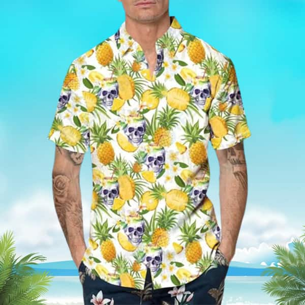 Aloha Flamingo Hawaiian Shirt Tropical Pineapple Pattern Summer Beach Gift