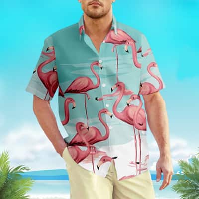 Pink Flamingo Hawaiian Shirt Gift For Beach Vacation