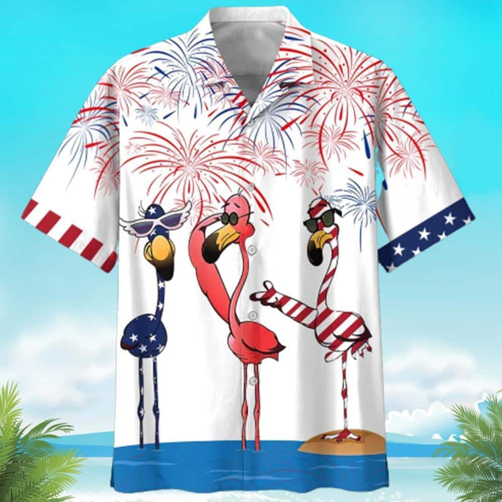 Flamingo Hawaiian Shirt 4th July Independence Day