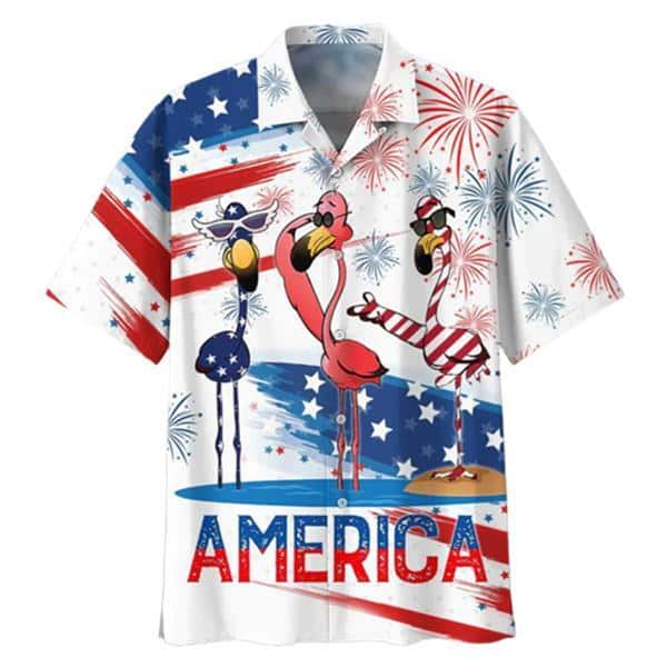 Happy Independence Day Flamingo America Flag Hawaiian Shirt Happy Independence Day Flamingo America Flag Hawaiian Shirt