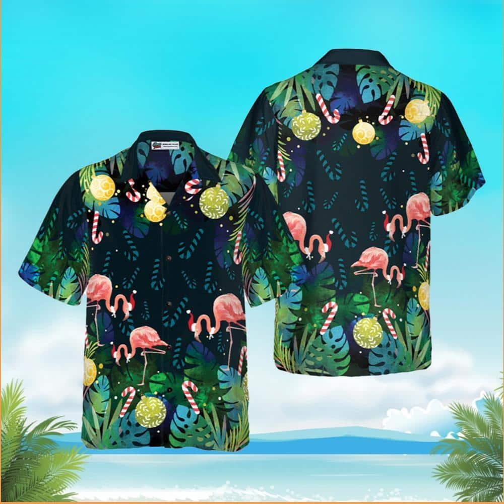 Christmas Tropical Flamingo Hawaiian Shirt Gift For Beach Lovers