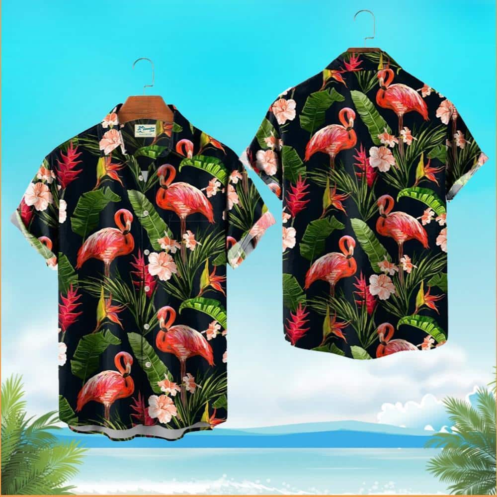 Flamingo Hawaiian Shirt Banana Leaf Pattern Gift For Beach Trip