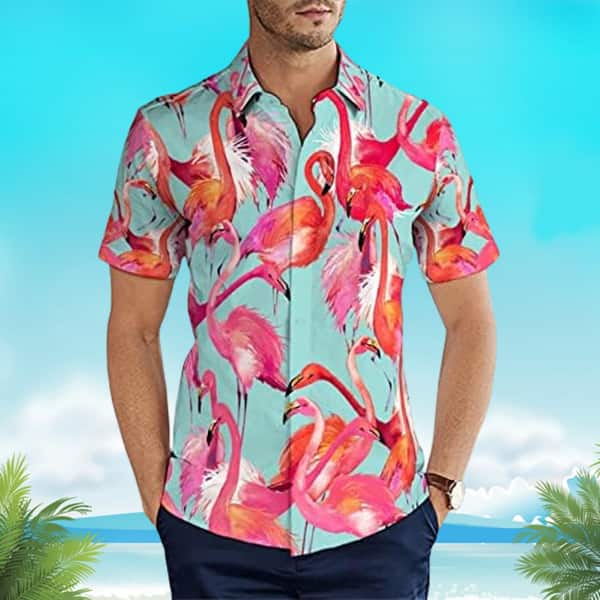 Flamingo Hawaiian Shirt Beach Gift For Friend