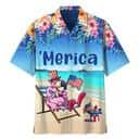 Cute Flamingo On Vacation USA Flag Hawaiian Shirt Cute Flamingo On Vacation USA Flag Hawaiian Shirt