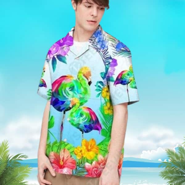 Tropical Aloha Flamingo Hawaiian Shirt Beach Gift For Friend
