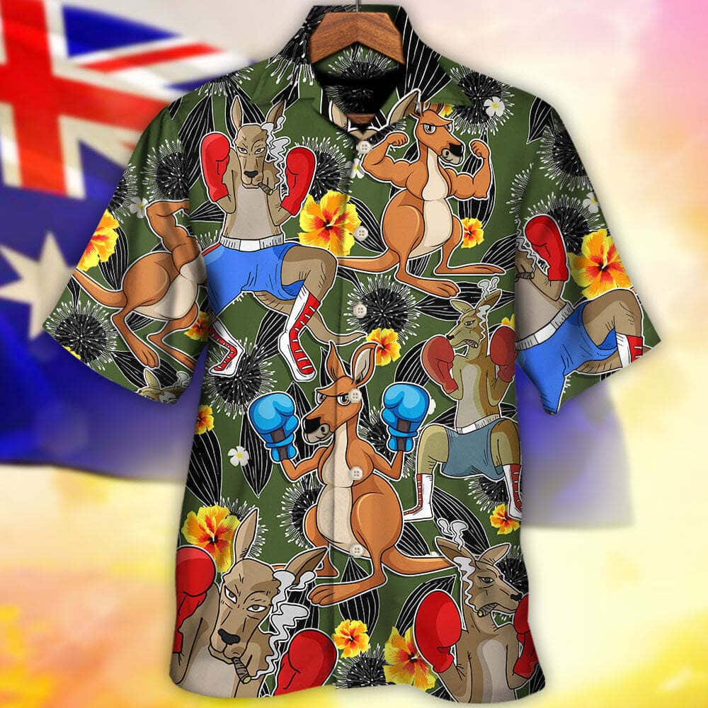 Kangaroo Boxing Tropical Vibe Funny Art Hawaiian Shirt Kangaroo Boxing Tropical Vibe Funny Art Hawaiian Shirt