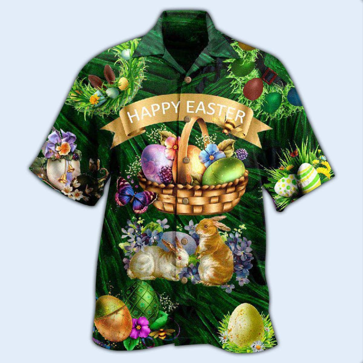 Easter Happy With Bunny Funny Hawaiian Shirt Beach Lovers Gift Easter Happy With Bunny Funny Hawaiian Shirt Beach Lovers Gift