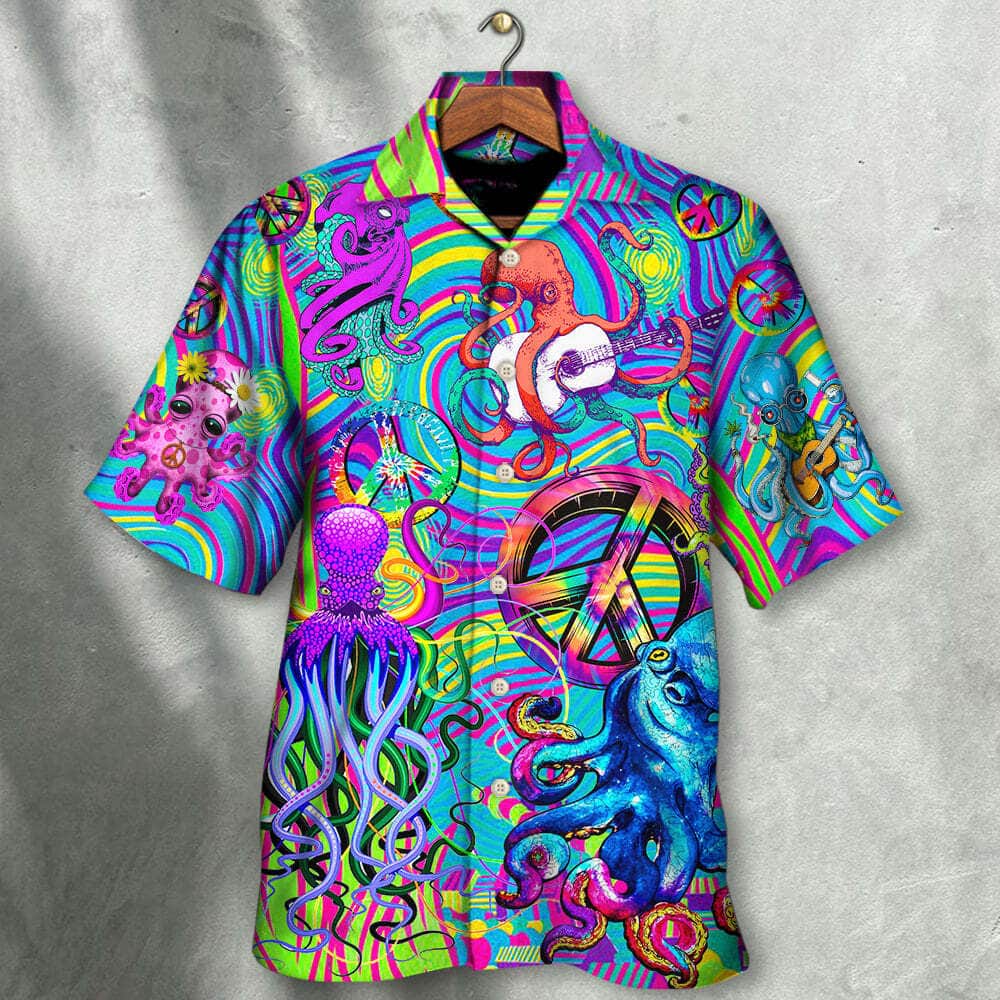 Hippie Funny Octopus Colorful Tie Dye Art Hawaiian Shirt Hippie Funny Octopus Colorful Tie Dye Art Hawaiian Shirt
