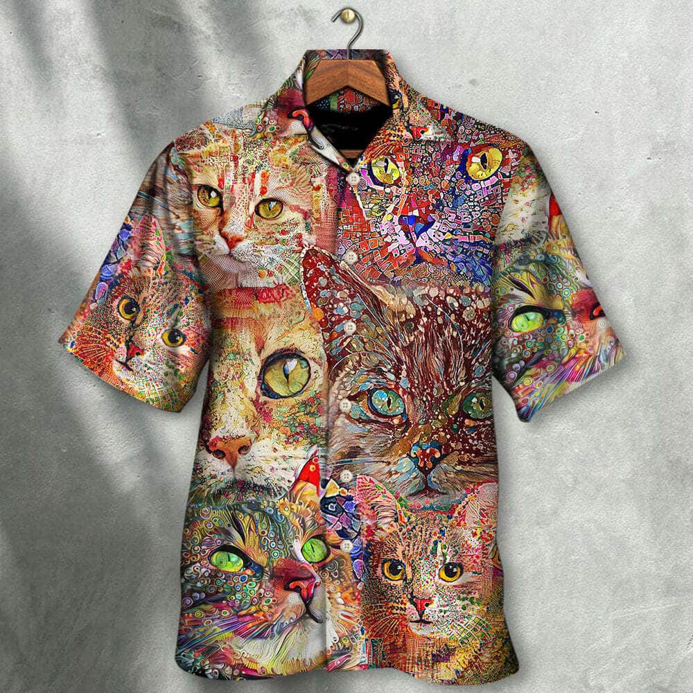 Cat Art Lover Funny Cat Colorful Hawaiian Shirt Beach Gift For Friend Cat Art Lover Funny Cat Colorful Hawaiian Shirt Beach Gift For Friend