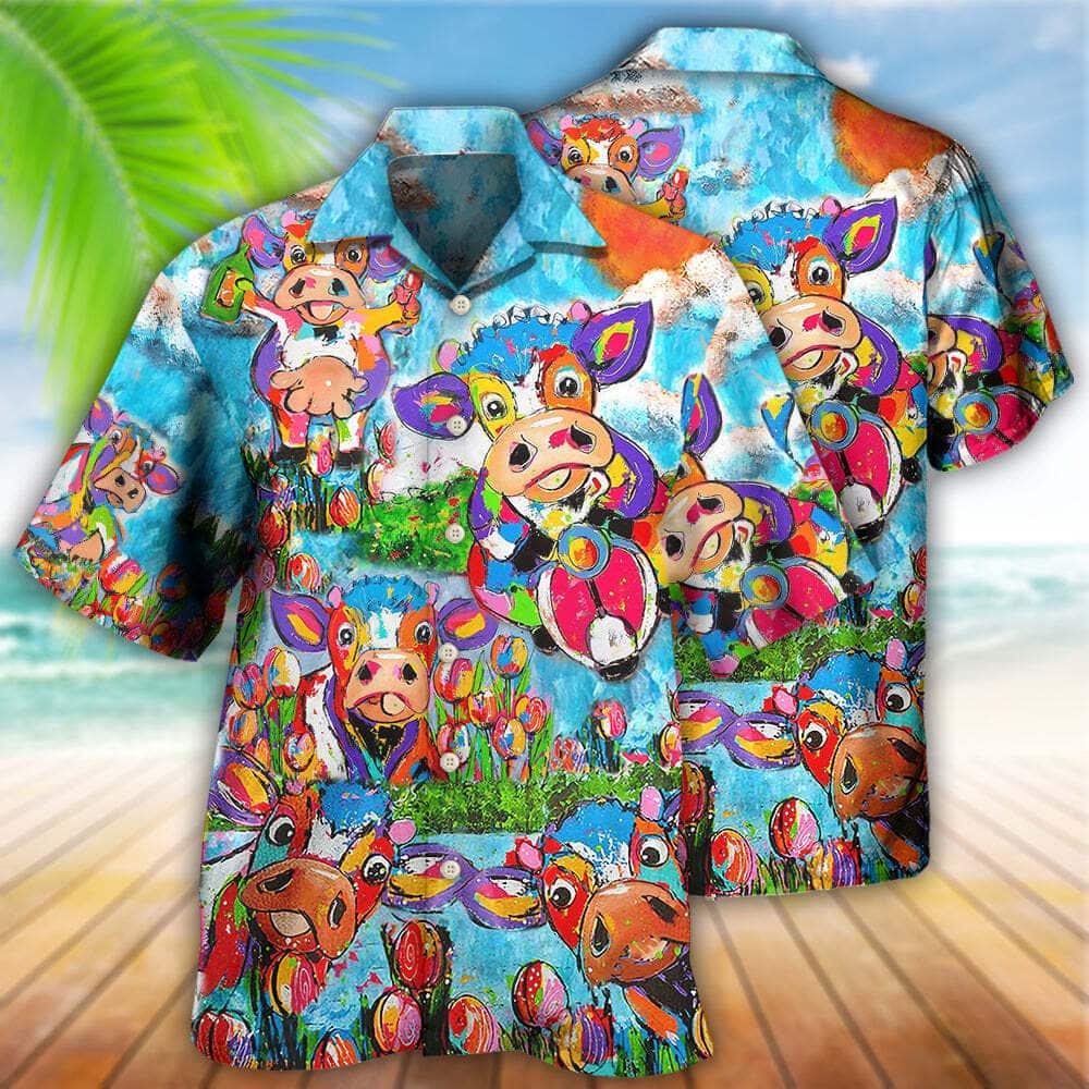 Cow Happy Love Funny Animals Hawaiian Shirt Beach Vacation Gift