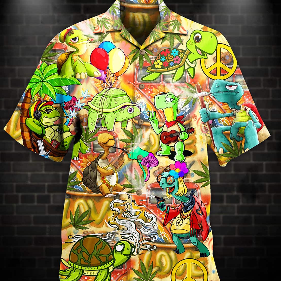 Summer Aloha Hippie Turtle Funny Peace Life Color Hawaiian Shirt Summer Aloha Hippie Turtle Funny Peace Life Color Hawaiian Shirt
