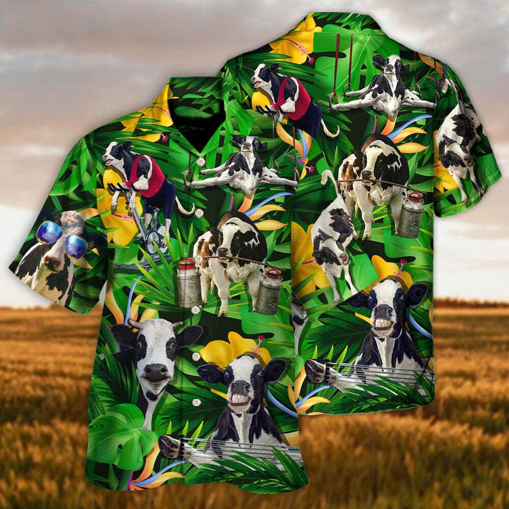 Cow Dancing And Play Funny Tropical Style Hawaiian Shirt
