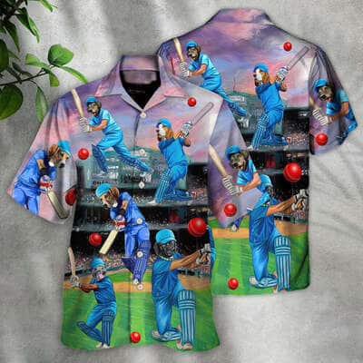 Dog Love Cricket Funny Lover Cricket And Dog Hawaiian Shirt