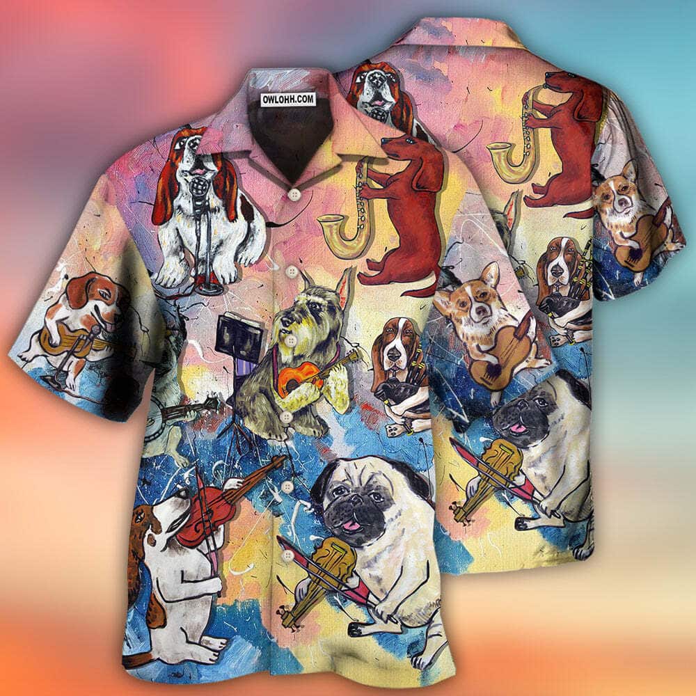 Dog Lover Funny Music Art Style Hawaiian Shirt Best Beach Gift