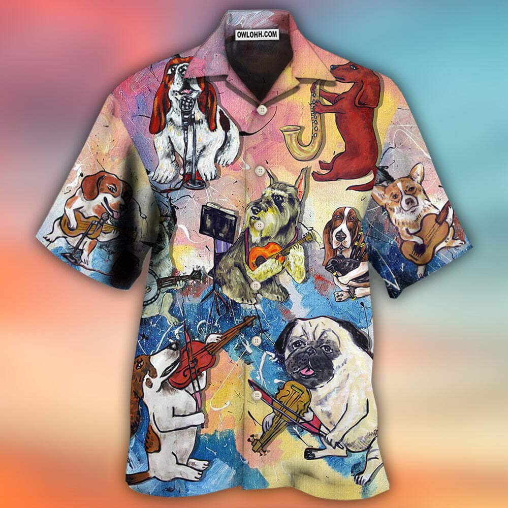 Dog Lover Funny Music Art Style Hawaiian Shirt Best Beach Gift Dog Lover Funny Music Art Style Hawaiian Shirt Best Beach Gift