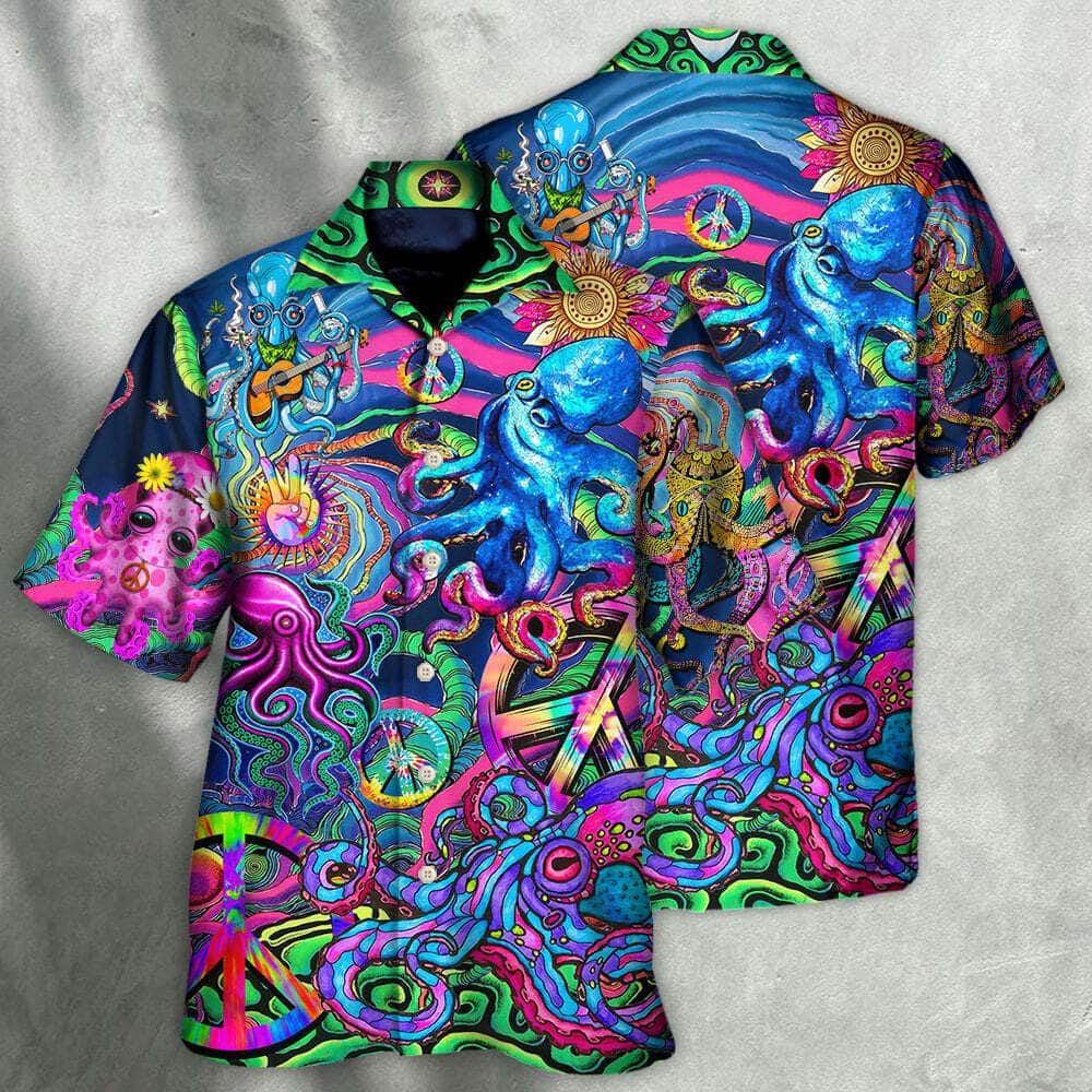 Funny Octopus Colorful Tie Dye Style Hawaiian Shirt