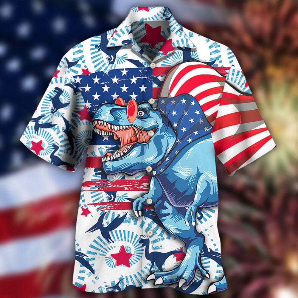 Funny Jurassic Park Dinosaur Independence Day Hawaiian Shirt Funny Jurassic Park Dinosaur Independence Day Hawaiian Shirt